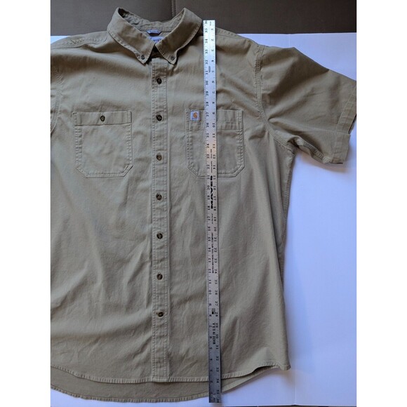 Carhartt Short Sleeve Work Button Canvas Shirt 2XL Tall Mens Tan Light Brown - Picture 11 of 14